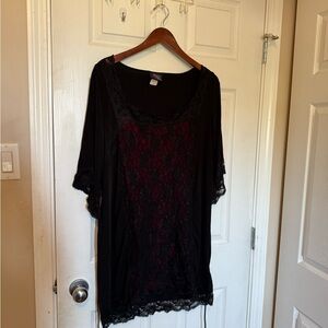 Dare to Wear Plus Size Red and Black Faux-Corset Top